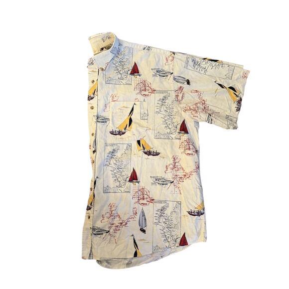 Munsingwear Button Down White Cotton Nautical Short Sleeve Shirt Men’s 3X Camp - Picture 1 of 8